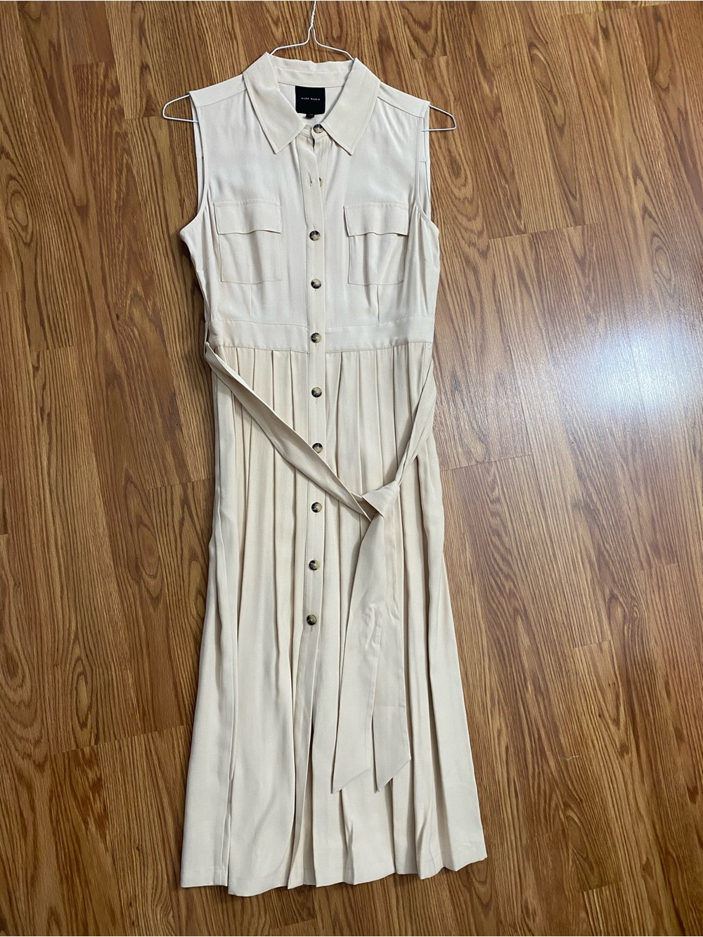 Alex Marie Sleeveless Pleated Midi Dress - Cream